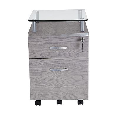 Techni Mobili Rolling File Cabinet with Glass Top