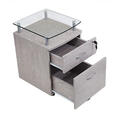 Techni Mobili Rolling File Cabinet with Glass Top