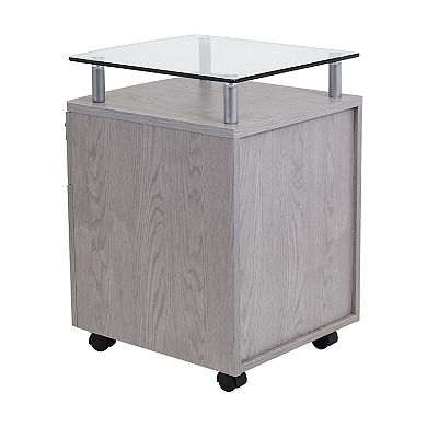 Techni Mobili Rolling File Cabinet with Glass Top
