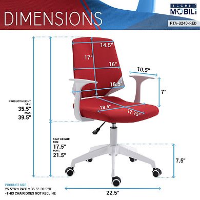 Techni Mobili Height Adjustable Mid Back Office Chair