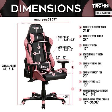 Techni Sport TS-4300 Ergonomic High Back Racer Style PC Gaming Chair