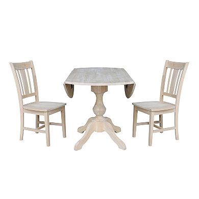 Unfinished Round Pedestal Dining Table & Chair 3-piece Set