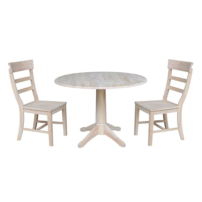 51245226 Unfinished Round Pedestal Dining Table & Chair 3-p sku 51245226