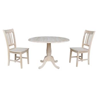 Unfinished Round Pedestal Dining Table & Chair 3 pc Set