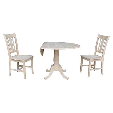 Unfinished Round Pedestal Dining Table & Chair 3-piece Set