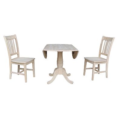Unfinished Round Pedestal Dining Table & Chair 3-piece Set