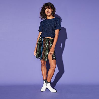Juniors' Vylette Sparkle Sequin Skirt