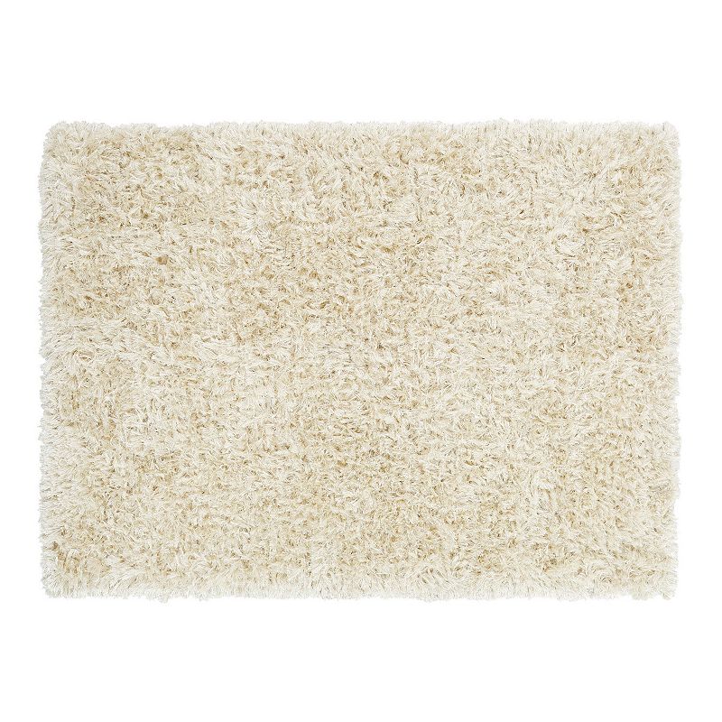 Chesapeake Microfiber Polyester Lurex Shag 5'x7' Elstra Area Rug, White, 5X7 Ft