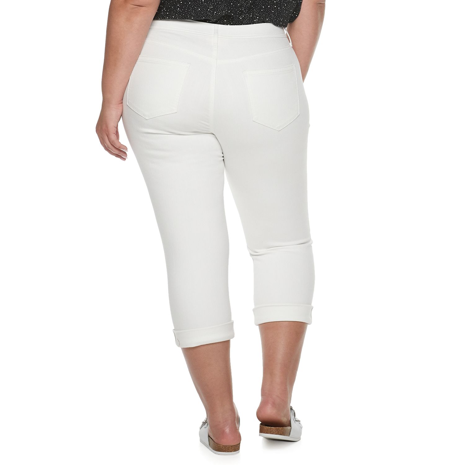 white jean capri pants