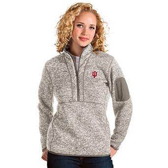 Women's Antigua Indiana Hoosiers Fortune Half-Zip Pullover