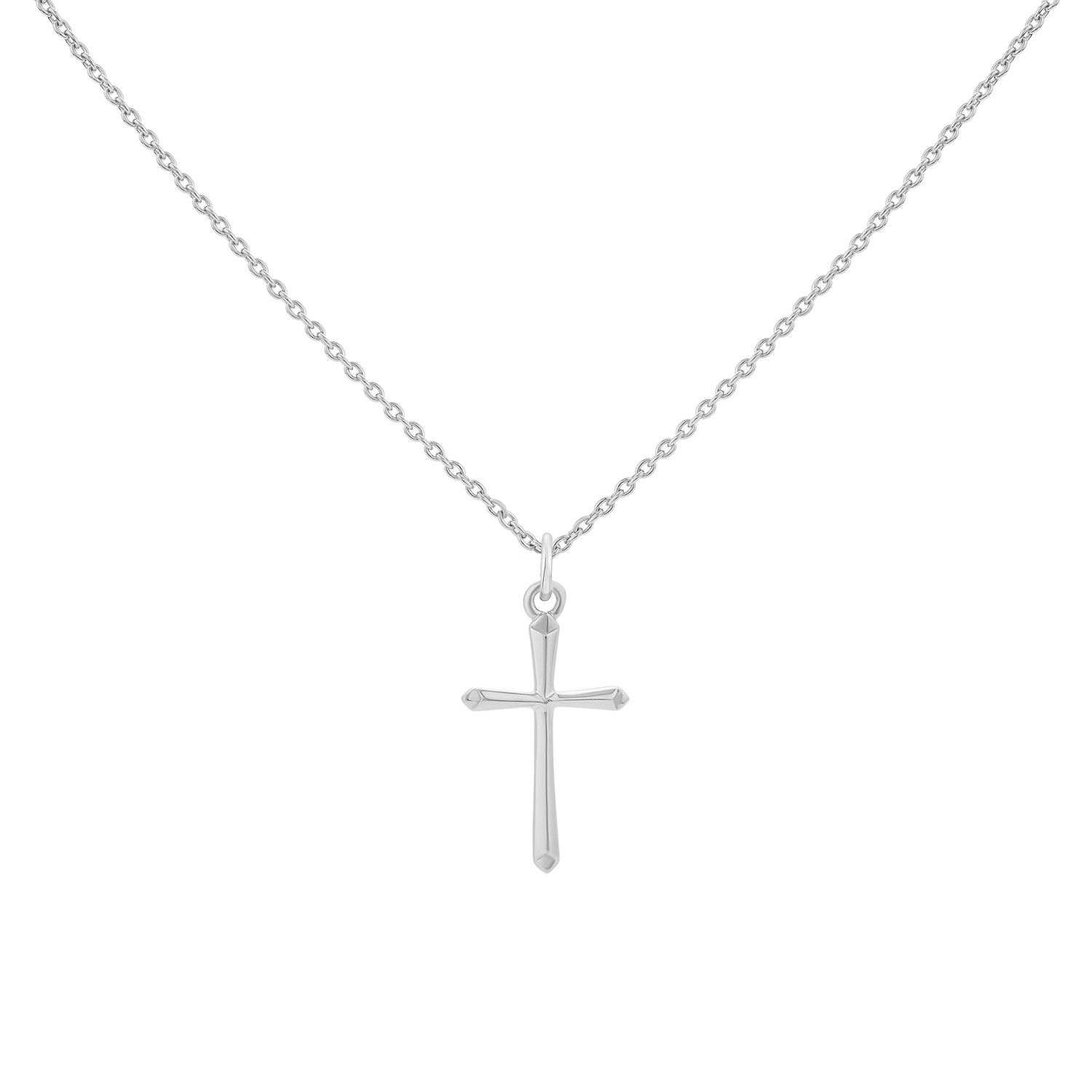 Collana Donna Uomo Con Ciondolo Croce In Argento Sterling Placcato Rodio – Realizzata A Mano USA - 3