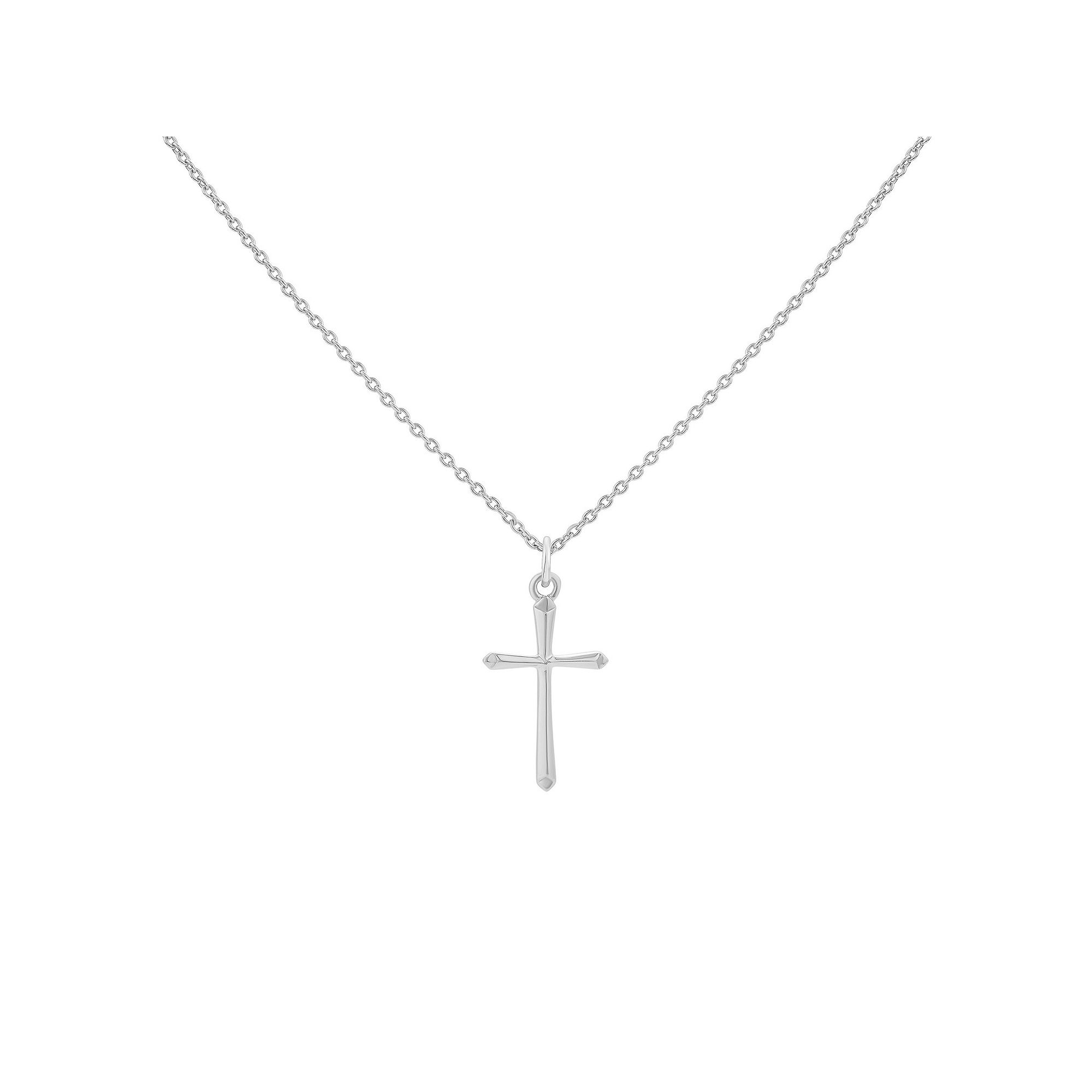 PRIMROSE Sterling Silver Polished Cross Pendant Necklace, Womens, Size: 1