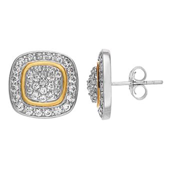 Rosabella 14K Gold Over Sterling Silver Lab-Created White Sapphire Stud Earrings