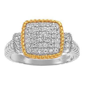 Rosabella 14K Gold Over Sterling Silver Lab-Created White Sapphire Ring