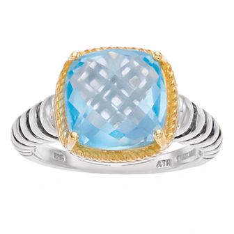 Rosabella 14K Gold Over Sterling Silver Genuine Blue Topaz Ring
