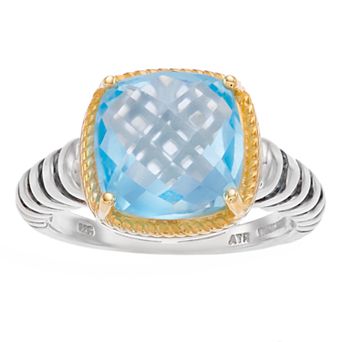 Rosabella 14K Gold Over Sterling Silver Genuine Blue Topaz Ring