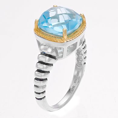 Rosabella 14K Gold Over Sterling Silver Genuine Blue Topaz Ring