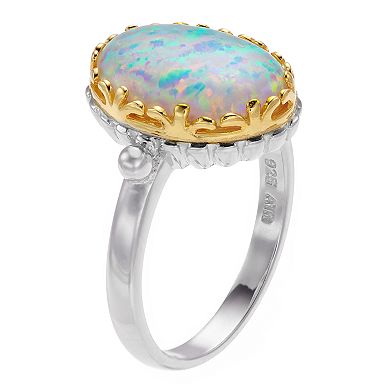 Rosabella Two Tone Sterling Silver Lab-Created Opal Ring