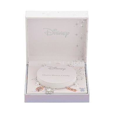 Disney's Lilo & Stitch Two-Tone "Ohana Means Family" Crystal Charm Bolo Bracelet