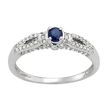 HDI 14k White Gold 1/3 Carat T.W. Diamond & Sapphire Engagement Ring