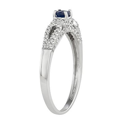 14k White Gold 1/3 Carat T.W. Diamond & Sapphire Engagement Ring