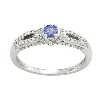 HDI 14k White Gold 1/3 Carat T.W. Diamond & Tanzanite Engagement Ring