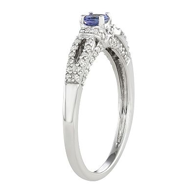 14k White Gold 1/3 Carat T.W. Diamond & Tanzanite Engagement Ring