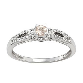 HDI 14k White Gold 1/3 Carat T.W. Diamond & Morganite Engagement Ring