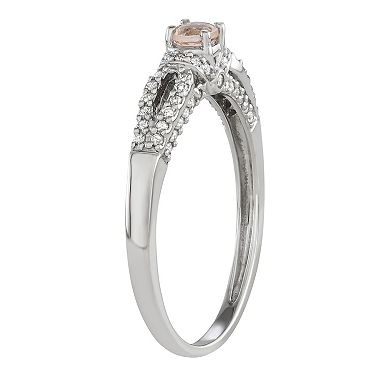 HDI 14k White Gold 1/3 Carat T.W. Diamond & Morganite Engagement Ring
