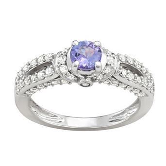 HDI 14k White Gold 5/8 Carat T.W. Diamond & Tanzanite Engagement Ring