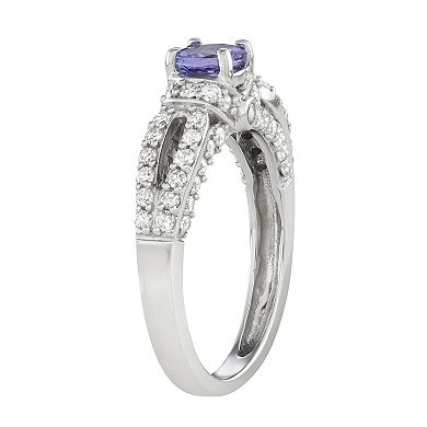 14k White Gold 5/8 Carat T.W. Diamond & Tanzanite Engagement Ring