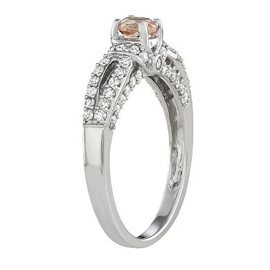 HDI 14k White Gold 5/8 Carat T.W. Diamond & Morganite Engagement Ring