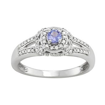 HDI 14k White Gold Tanzanite & 1/2 Carat T.W. Diamond Engagement Ring