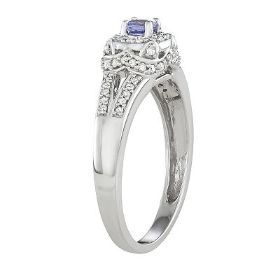 14k White Gold Tanzanite & 1/2 Carat T.W. Diamond Engagement Ring