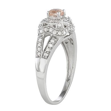 14k White Gold 1/2 Carat T.W. Diamond & Morganite Halo Engagement Ring