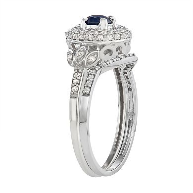 14k White Gold Gemstone & 5/8 Carat T.W. Diamond Engagement Ring