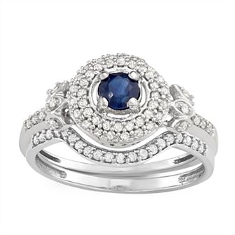 HDI 14k White Gold Gemstone & 5/8 Carat T.W. Diamond Engagement Ring