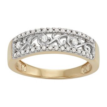 HDI 10k Gold 1/4 Carat T.W. Diamond Filigree Ring