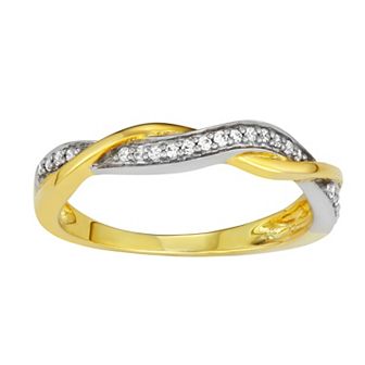 HDI Two Tone 10k Gold 1/10 Carat T.W. Diamond Twist Wedding Band