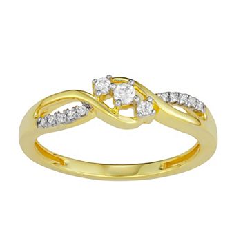 HDI 10k Gold 1/6 Carat T.W. Diamond 3-Stone Ring
