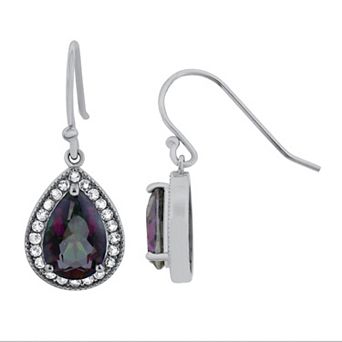 Sterling Silver Multicolored Quartz & White Topaz Teardrop Earrings