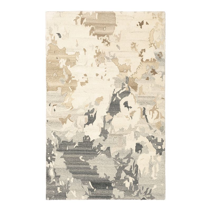 StyleHaven Anna Marbled Abstract Wool Rug, Beig/Green, 5X8 Ft