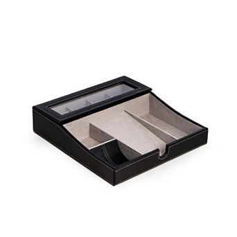 Black Leather Valet Tray by Bey-Berk