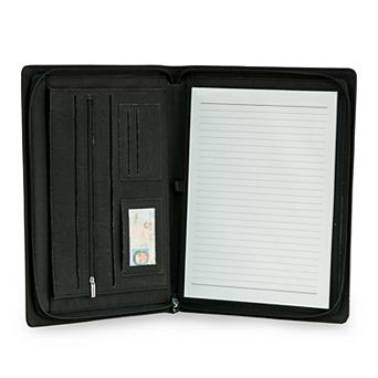 Black Multi-Compartment Vegan Leather Padfolio by Bey-Berk
