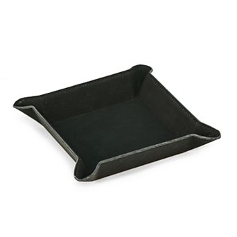 Sqaure Black Vegan Leather Valet Tray by Bey-Berk