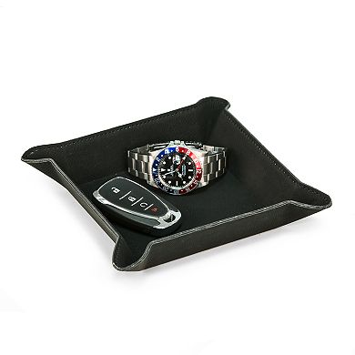 Sqaure Black Vegan Leather Valet Tray by Bey-Berk