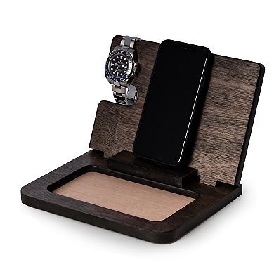 Jasper Monogrammed Wood Valet & Charging Station