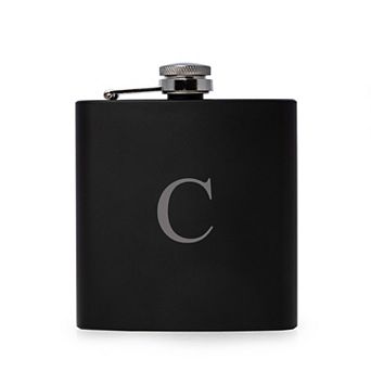 Vincent Initial Monogrammed Black Flask
