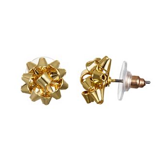 LC Lauren Conrad Gift Wrap Bow Nickel Free Button Earrings