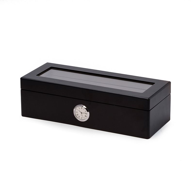 All In Time Wood Watch Box (Fits 4 Watches), Black